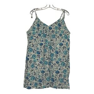 Old Navy Floral‎ Print Cami Tank Top Sleeveless Casual Summer Blue White Large